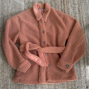 Cozy Brown Sherpa Jacket with Belt